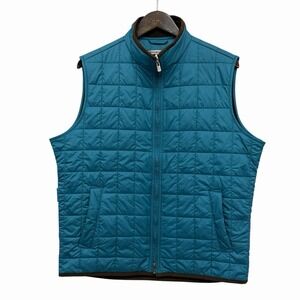Peter Millar Men's Size Medium Turquoise Blue Full Zip Quilted Essex Vest Jacket